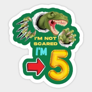 5th Birthday Dinosaur Roaring Sticker